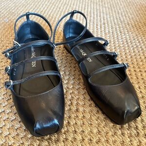 Alexander McQueen buckled-straps leather ballerina shoes